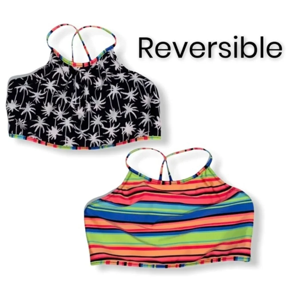 🎁 10/$25- Palm Palooza Art Class Reversible Bikini, size 14